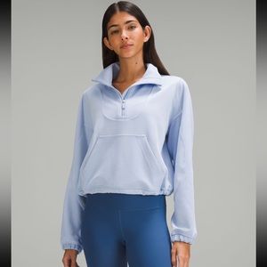 Lululemon Brushed Softstreme Ribbed Half Zip Blue Linen Size 4